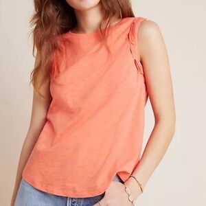 Anthropologie Eri + Ali Brittany Twist Accent Coral Sleeveless Muscle Tank XS